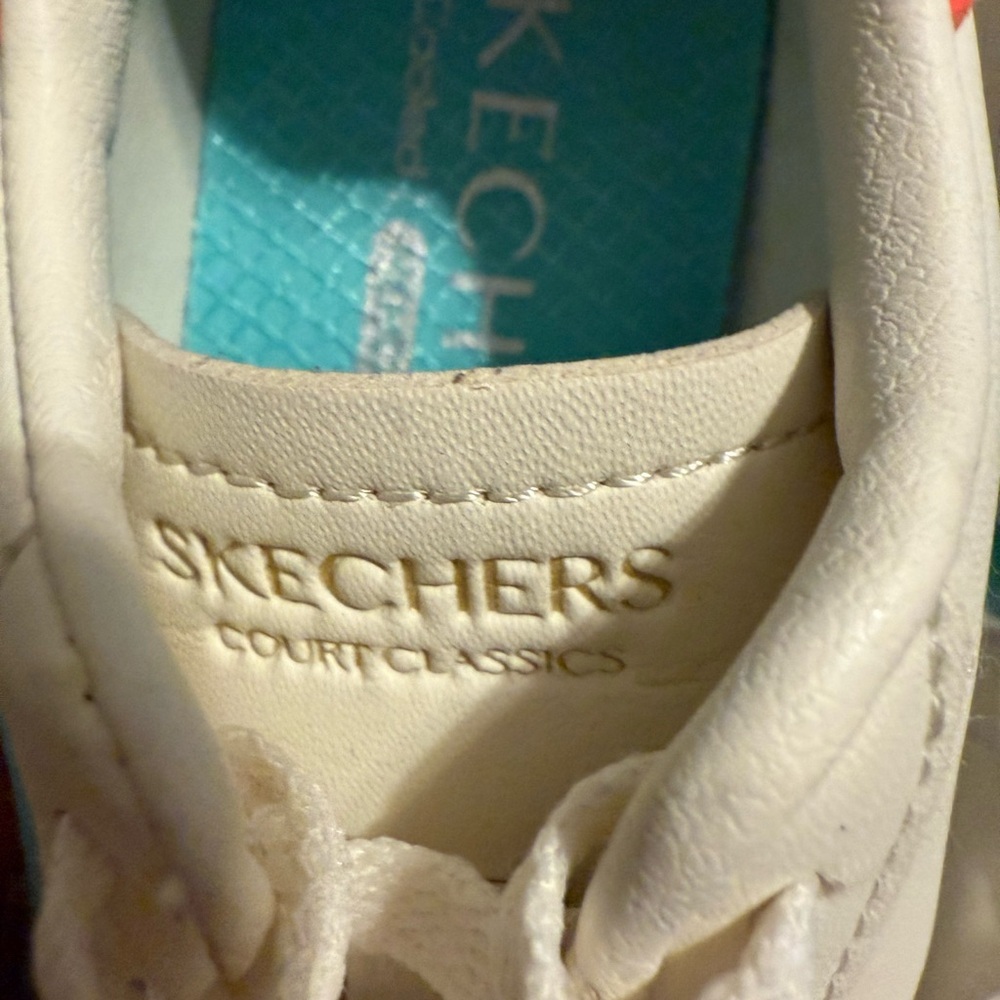 Skechers Kids Sneakers in White, Aqua, and Coral - Picture 11 of 13